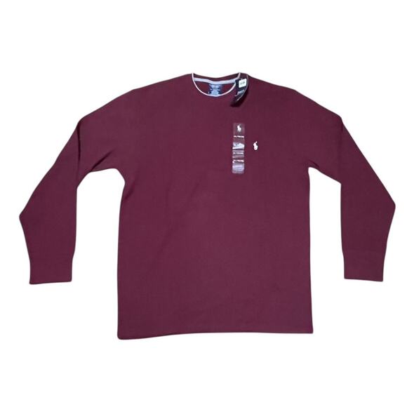 Polo Ralph Lauren NEW Shirt XL Maroon Sleepwear Long Sleeve Pull Ov Waffle Knit - Picture 2 of 7